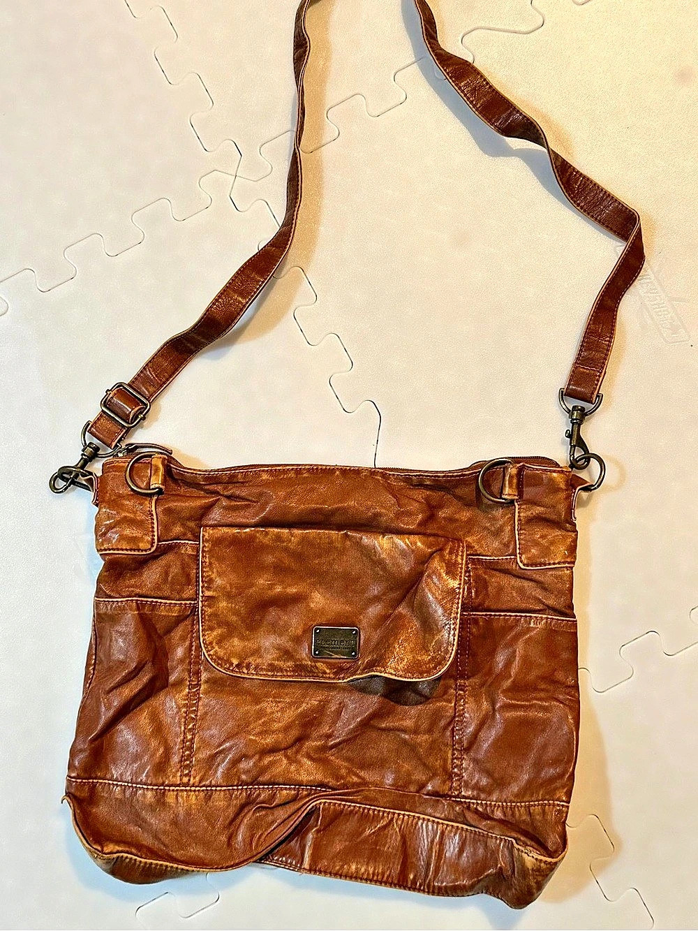 element Crossbody Bag in Brown faux leather